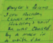 Doyle Husband's note regarding van
